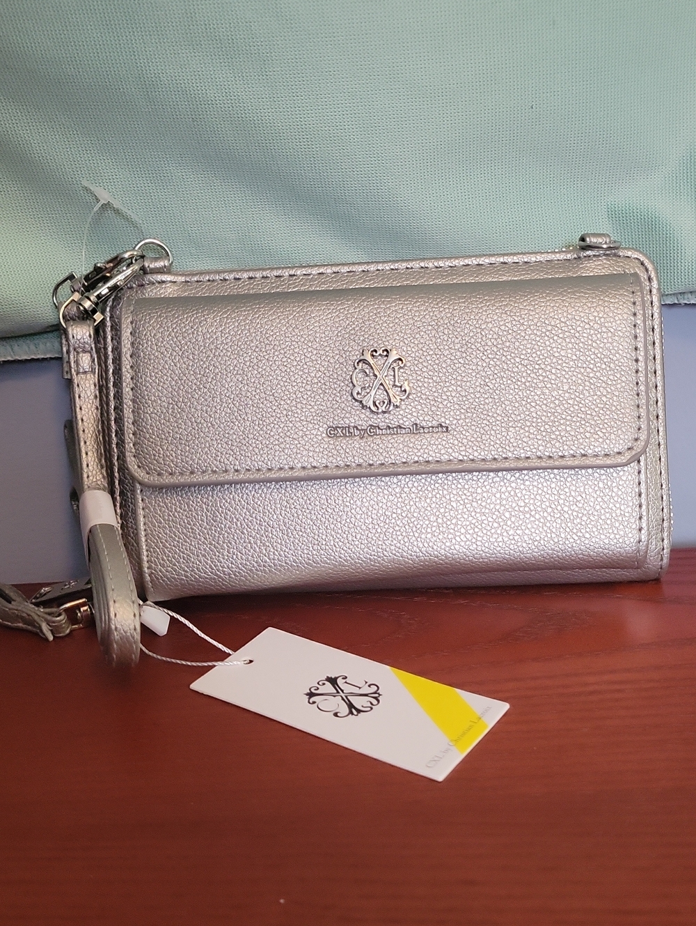 Christian Lacroix Metallic Silver Wristlet Clutch